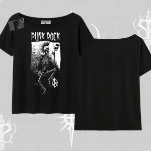 Kayık Yaka Tshirt Punk Rock Chaos Skeleton Riot