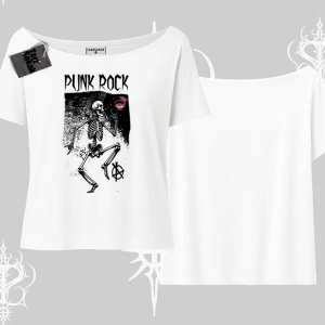 Kayık Yaka Tshirt Punk Rock Chaos Skeleton Riot