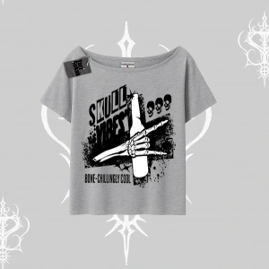 Kayık Yaka Tshirt Skull Impact Bone Chilling Street Icon