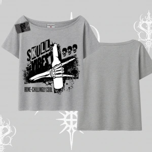 Kayık Yaka Tshirt Skull Impact Bone Chilling Street Icon