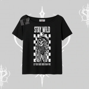 Kayık Yaka Tshirt Stay Wild Rock Spirit Urban Riot