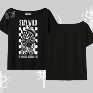Kayık Yaka Tshirt Stay Wild Rock Spirit Urban Riot