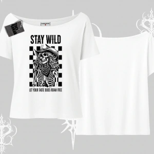Kayık Yaka Tshirt Stay Wild Rock Spirit Urban Riot