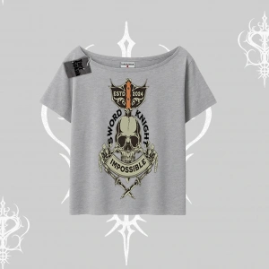 Kayık Yaka Tshirt Sword Knight Skull Impossible Street Creed