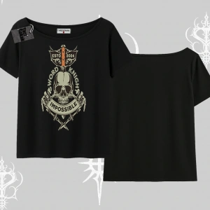 Kayık Yaka Tshirt Sword Knight Skull Impossible Street Creed