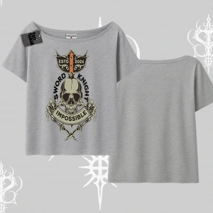 Kayık Yaka Tshirt Sword Knight Skull Impossible Street Creed