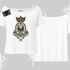 Kayık Yaka Tshirt Sword Knight Skull Impossible Street Creed
