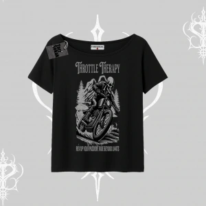 Kayık Yaka Tshirt Throttle Therapy No Brakes Just Freedom