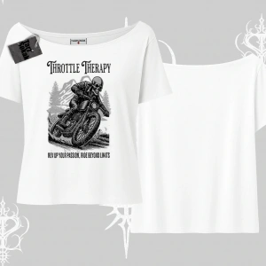 Kayık Yaka Tshirt Throttle Therapy No Brakes Just Freedom