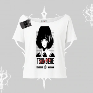 Kayık Yaka Tshirt Tsundere Anime Japanese Style Baskılı