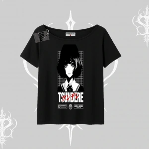 Kayık Yaka Tshirt Tsundere Anime Japanese Style Baskılı