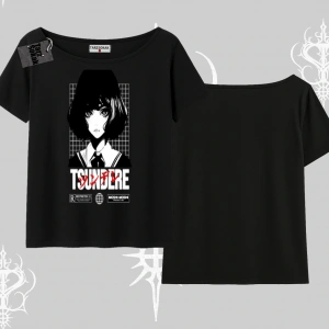 Kayık Yaka Tshirt Tsundere Anime Japanese Style Baskılı