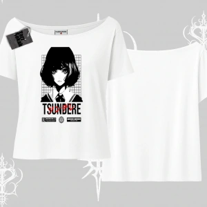 Kayık Yaka Tshirt Tsundere Anime Japanese Style Baskılı