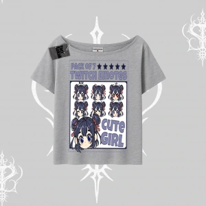 Kayık Yaka Tshirt Twitch Emotes Cute Girl Anime Expression