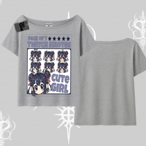 Kayık Yaka Tshirt Twitch Emotes Cute Girl Anime Expression