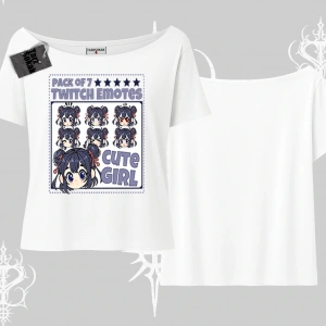 Kayık Yaka Tshirt Twitch Emotes Cute Girl Anime Expression