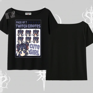 Kayık Yaka Tshirt Twitch Emotes Cute Girl Anime Expression