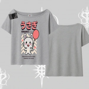 Kayık Yaka Tshirt Usagi Kawaii Cute Heart Energy