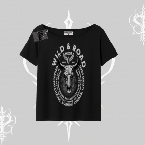 Kayık Yaka Tshirt Wild & Road Western Skull Biker Street Culture