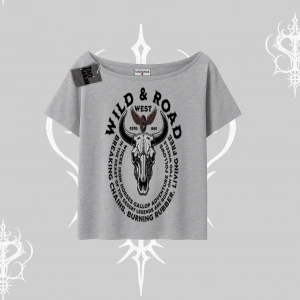 Kayık Yaka Tshirt Wild & Road Western Skull Biker Street Culture