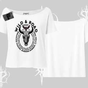 Kayık Yaka Tshirt Wild & Road Western Skull Biker Street Culture