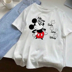 Kayısı Kadın Yuvarlak Yaka Rahat Moda Nefes Alabilir Büyük Çilek Baskılı Kısa Kollu Tişört, İ