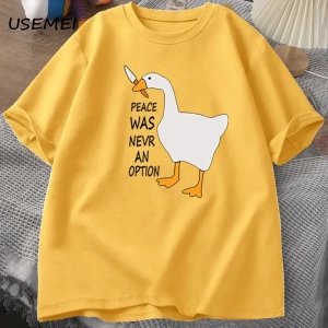 Kaz barış asla bir seçenek oldu t-shirt erkek kadın yaz pamuk Tee moda eğlence serin erkek gi 2793