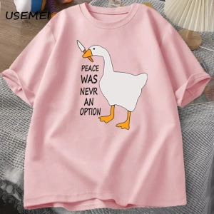 Kaz barış asla bir seçenek oldu t-shirt erkek kadın yaz pamuk Tee moda eğlence serin erkek gi 2793