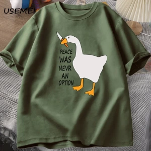 Kaz barış asla bir seçenek oldu t-shirt erkek kadın yaz pamuk Tee moda eğlence serin erkek gi 2793
