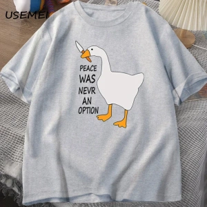 Kaz barış asla bir seçenek oldu t-shirt erkek kadın yaz pamuk Tee moda eğlence serin erkek gi 2793
