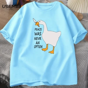 Kaz barış asla bir seçenek oldu t-shirt erkek kadın yaz pamuk Tee moda eğlence serin erkek gi 2793