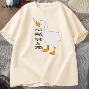 Kaz barış asla bir seçenek oldu t-shirt erkek kadın yaz pamuk Tee moda eğlence serin erkek gi 2793