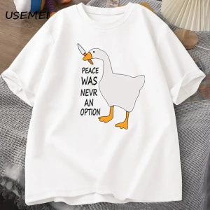 Kaz barış asla bir seçenek oldu t-shirt erkek kadın yaz pamuk Tee moda eğlence serin erkek gi 2793
