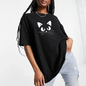 Kedi Baskı Oversize T-shirt