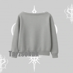 Kedi Baskılı Cant Busy Napping Y2K  Kayık Yaka Sweatshirt