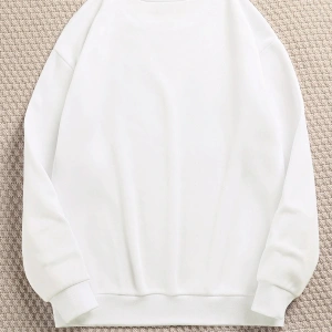 Kedicikler Renkli Oversize Bisiklet Yaka Pamuklu Sweatshirt Beyaz