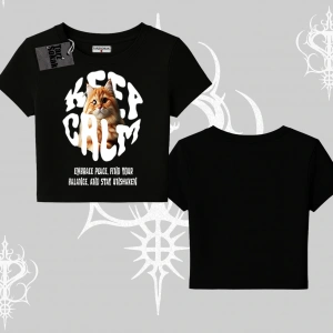 Keep Calm Yazılı Kedi Baskılı Streetwear Babby Tee Tshirt