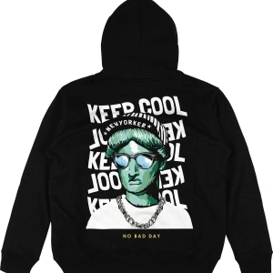 Keep Cool Siyah Oversize Unisex Kapüşonlu Sweatshirt Hoodie