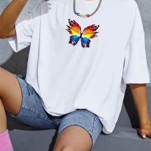 Kelebek Baskı Oversize T-shirt