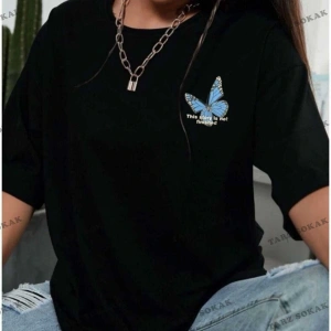 Kelebek Baskılı Oversize Kadın