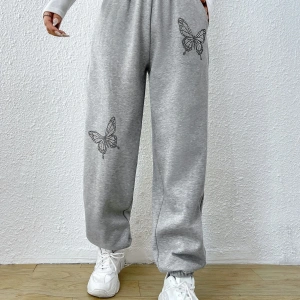 Kelebek Desenli Beli Lastikli Eşofman Altı