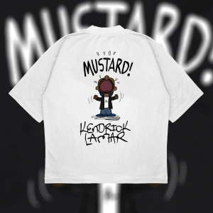 Kendrick Lamar Mustard Oversize Unisex Pamuklu Nefes Alan Kalın Kumaşlı
