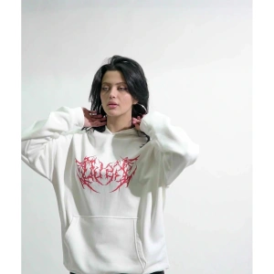 Kırmızı Dusk Baskılı Oversize Unisex Beyaz