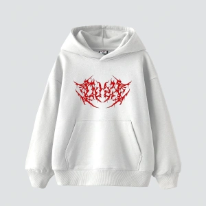 Kırmızı Dusk Baskılı Oversize Unisex Beyaz