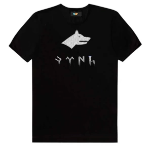 Kırmızı Etiket GALASHOP Kurtlu Göktürkçe Türk Siyah Erkek Tişört T-shirt1 05298
