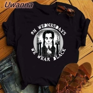 Kırmızı Etiket Wensday Addams Moda Kısa Kollu T-shirt Mod56 16549
