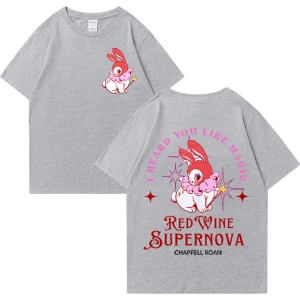 Kırmızı şarap süpernova T Shirt Chappell Roan erkekler kadınlar Harajuku kısa kollu orta batı