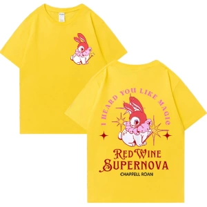 Kırmızı şarap süpernova T Shirt Chappell Roan erkekler kadınlar Harajuku kısa kollu orta batı