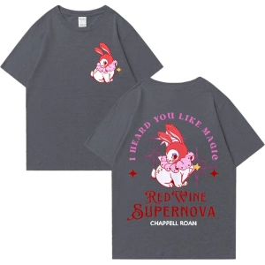 Kırmızı şarap süpernova T Shirt Chappell Roan erkekler kadınlar Harajuku kısa kollu orta batı