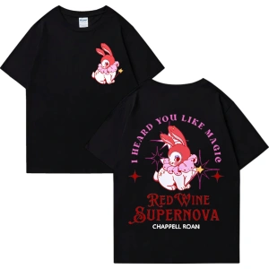 Kırmızı şarap süpernova T Shirt Chappell Roan erkekler kadınlar Harajuku kısa kollu orta batı